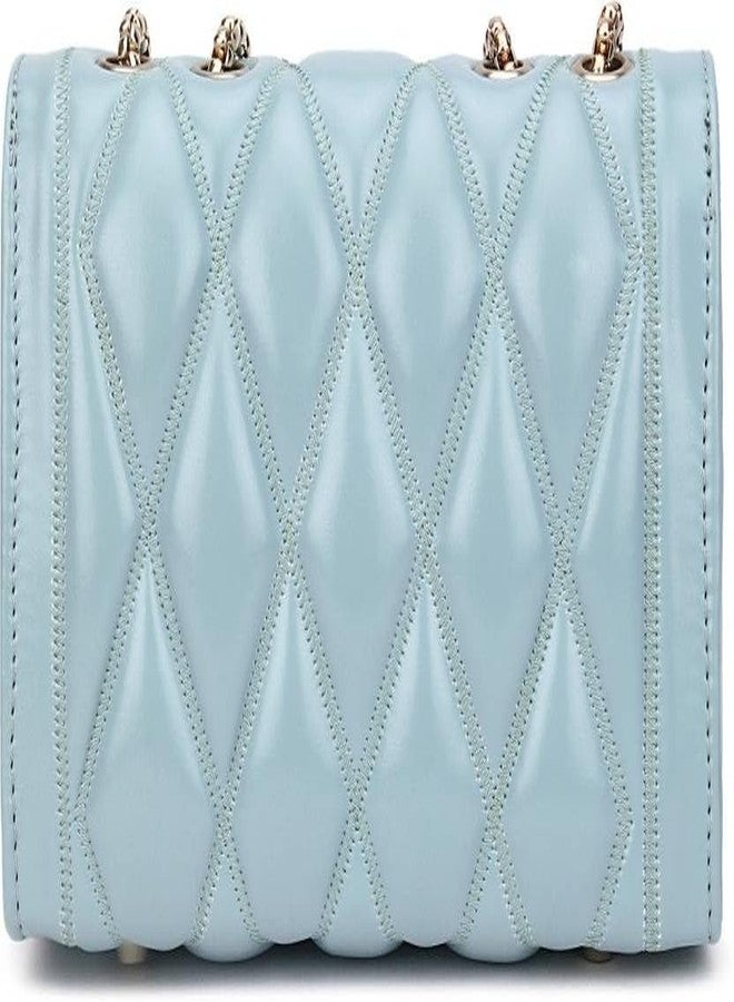 KRIFTY Cross Body Sling Bag for Women with Gold Chain (Blue) - Image 5